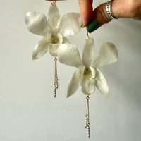 Shimmering White Orchids with Freshwater Pearls