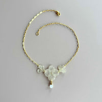 White Hydrangea Necklace with Moonstone