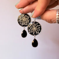 Queen Anne's Lace Sterling Silver with Faceted Black Onyx