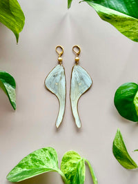 Real Luna Moth Wing Earrings with Yellow Pearls