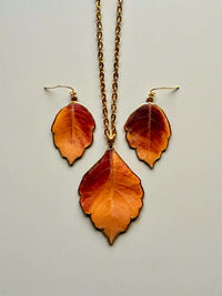 Real Aromatic Sumac Leaves Necklace & Earring Set