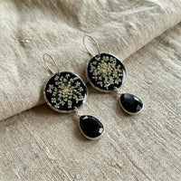 Queen Anne's Lace Sterling Silver with Faceted Black Onyx