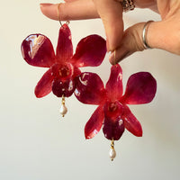 Red Ombre Orchids with Freshwater Pearls