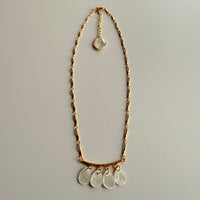 Capiz Shell Gold Wave Necklace with Queen Anne’s Lace Extender Charm