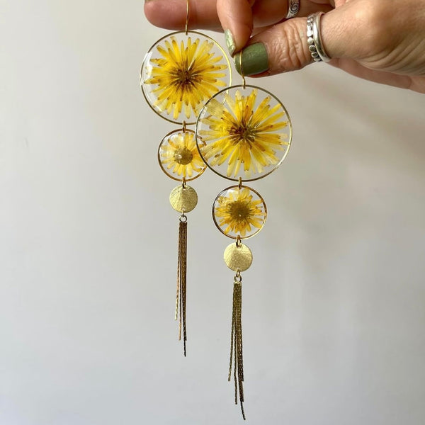 Daisy Sun Strands with Gold Fringe