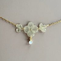 White Hydrangea Necklace with Moonstone