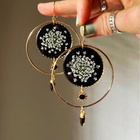 Queen Anne's Lace Starry Night Halos with Black Onyx Sun & Quartz Spike