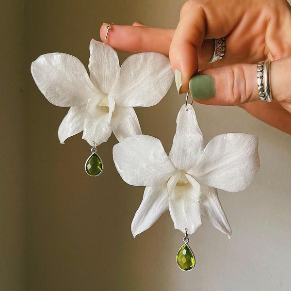 White Orchids with Peridot