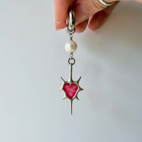 Queen Anne's Lace Silver Thorny Hearts with Edison Pearls
