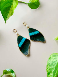 Real Paper Kite Butterfly Wing Earrings with Moonstone