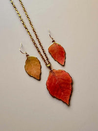 Real Aromatic Sumac Leaves Necklace & Earring Set