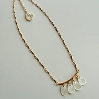 Capiz Shell Gold Wave Necklace with Queen Anne’s Lace Extender Charm