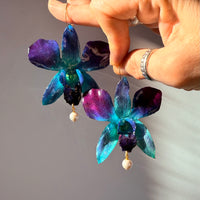 Nebula Blue Orchids with Freshwater Pearls