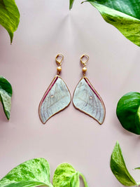 Real Luna Moth Wing Earrings with Yellow Pearls