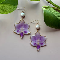 Pressed Orchids with Freshwater Pearls