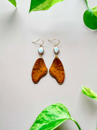 Real Cruiser Butterfly Wing Earrings with Pearls