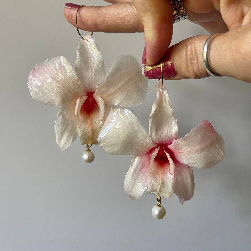 Palest Pink Orchids with Freshwater Pearls