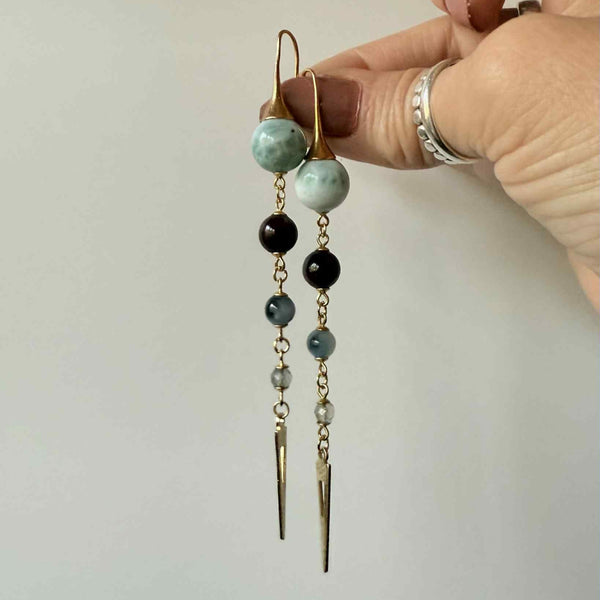 Multi-Gemstone Strand Earrings