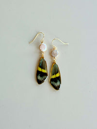 Real Day Forester Moth Wing Earrings with Pearls