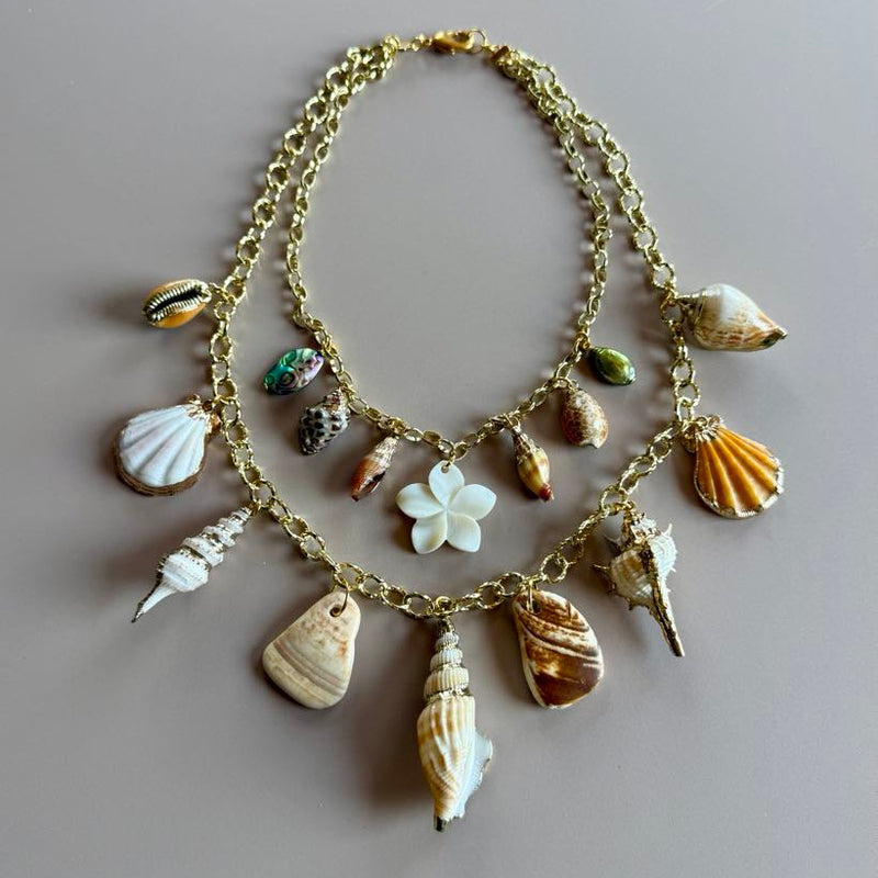 Layered Seashell Necklace in Gold