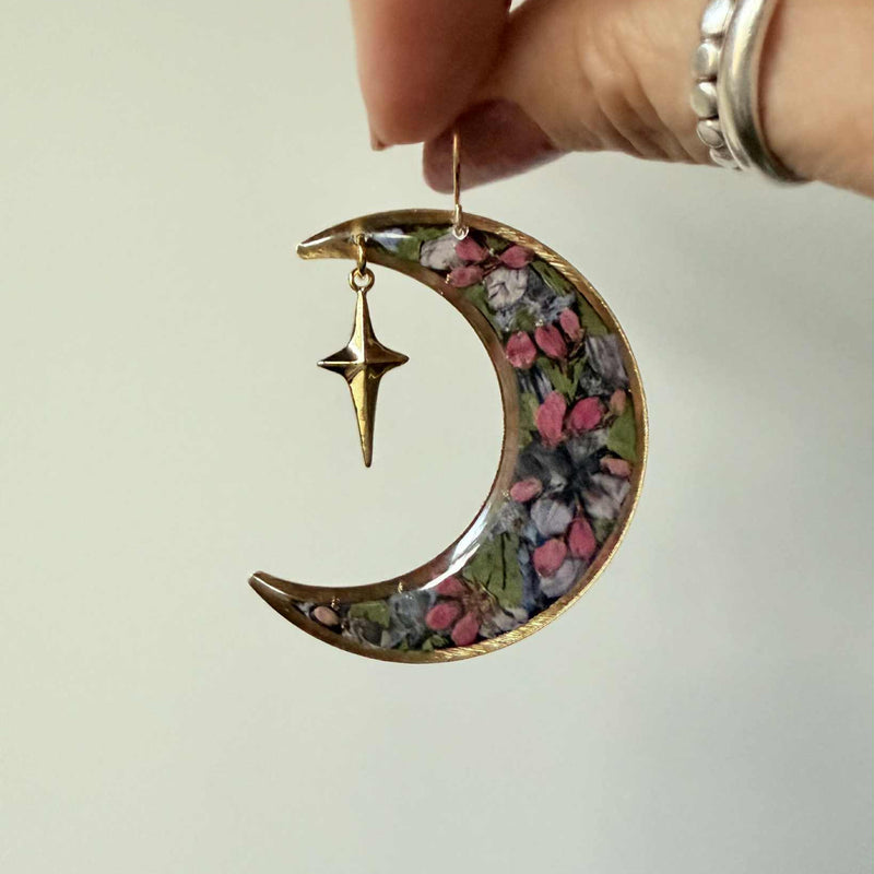 Dark Floral Crescents with Gold Star