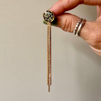 Queen Anne's Lace Black Studs with Zirconia and Gold Fringe