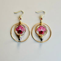 Pink Verbena Halos with Garnet & Peacock Pearls