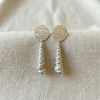 Sterling Silver Turritella Seashell Stud Earrings