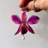 Pink Orchid with Freshwater Pearl - Sterling Silver