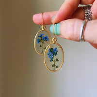 Forget-Me-Nots Gold Oval Cameos