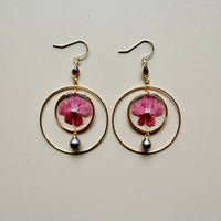 Pink Verbena Halos with Garnet & Peacock Pearls