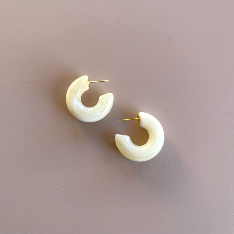 Chunky Marbled Hoop Studs