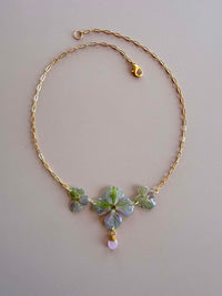 Hydrangea Necklace with Rose Quartz