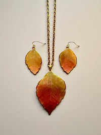 Real Aromatic Sumac Leaves Necklace & Earring Set