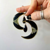 Queen Anne's Lace Black Crescent Moon with Black Tourmaline