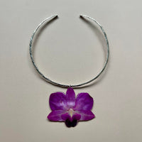 Purple Orchid Sterling Silver Collar Bar