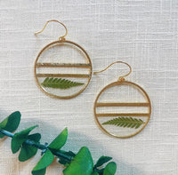 Gold Minimalist Fern Hoops