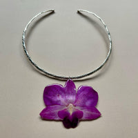 Purple Orchid Sterling Silver Collar Bar
