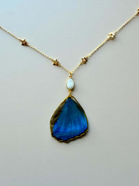 Real Morpho Didius Butterfly Wing Necklace
