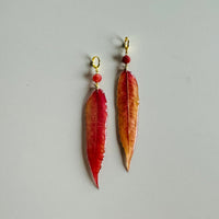 Pressed Autumnal Leaf with Faceted Carnelian