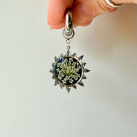 Chunky Huggie Black Suns with Queen Anne's Lace