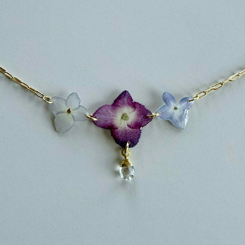 Hydrangea Necklace with Crystal Quartz