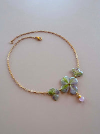 Hydrangea Necklace with Rose Quartz