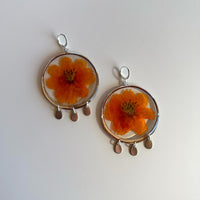 Orange Cosmos Silver Big Blossoms with Huggies