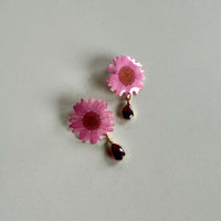 Daisy Studs with Crystal Dangles