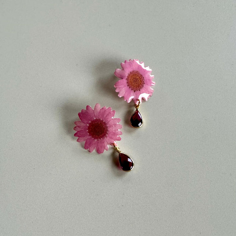 Daisy Studs with Crystal Dangles