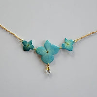 Hydrangea Necklace with Clear Crystal Quartz