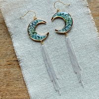 Queen Anne's Lace Crescent Moon & Chain Tassels
