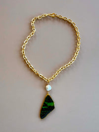 Real Sunset Moth Wing Necklace