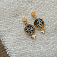 Venus Symbol Stud Earrings with Queen Anne’s Lace